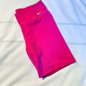 Nike Dri-FIT Womens Pink Biker Shorts High Rise Athletic Yoga Gym Size L